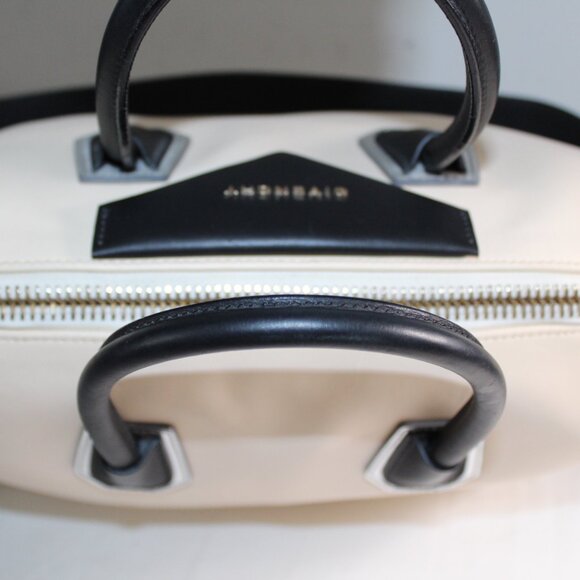 Givenchy Antigona Tri Color Cream Black Silver Top Zip Shoulder Bag Tote Duffle - Picture 7 of 12